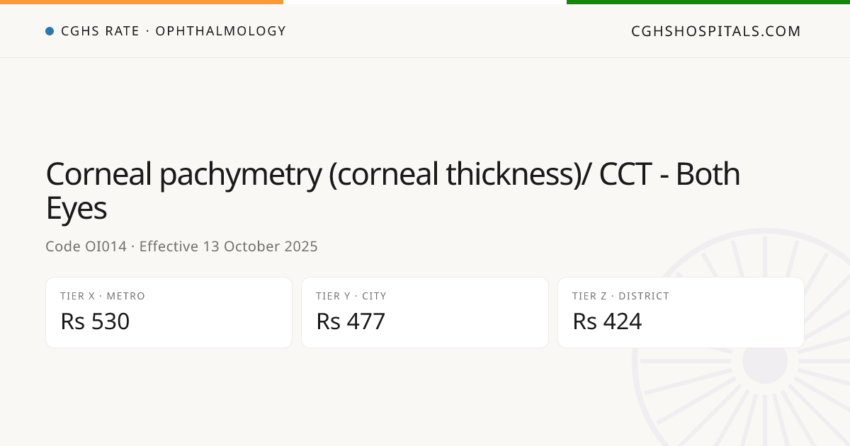 Corneal pachymetry (corneal thickness)/ CCT… · CGHS Rate