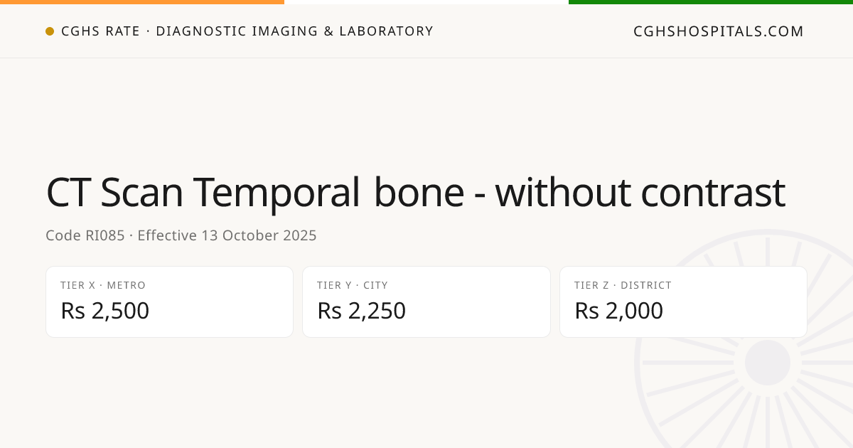 CT Scan Temporal bone - without contrast · CGHS Rate