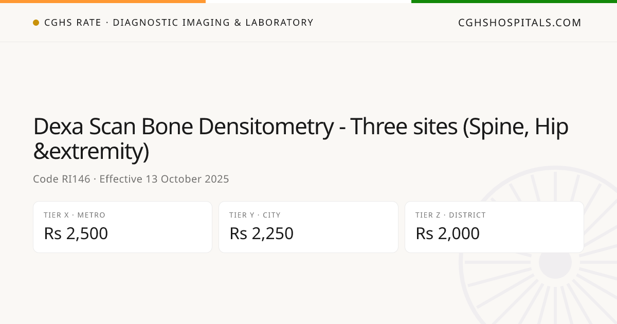 Dexa Scan Bone Densitometry - Three sites… · CGHS Rate