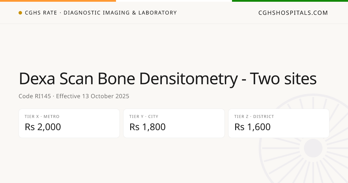 Dexa Scan Bone Densitometry - Two sites · CGHS Rate