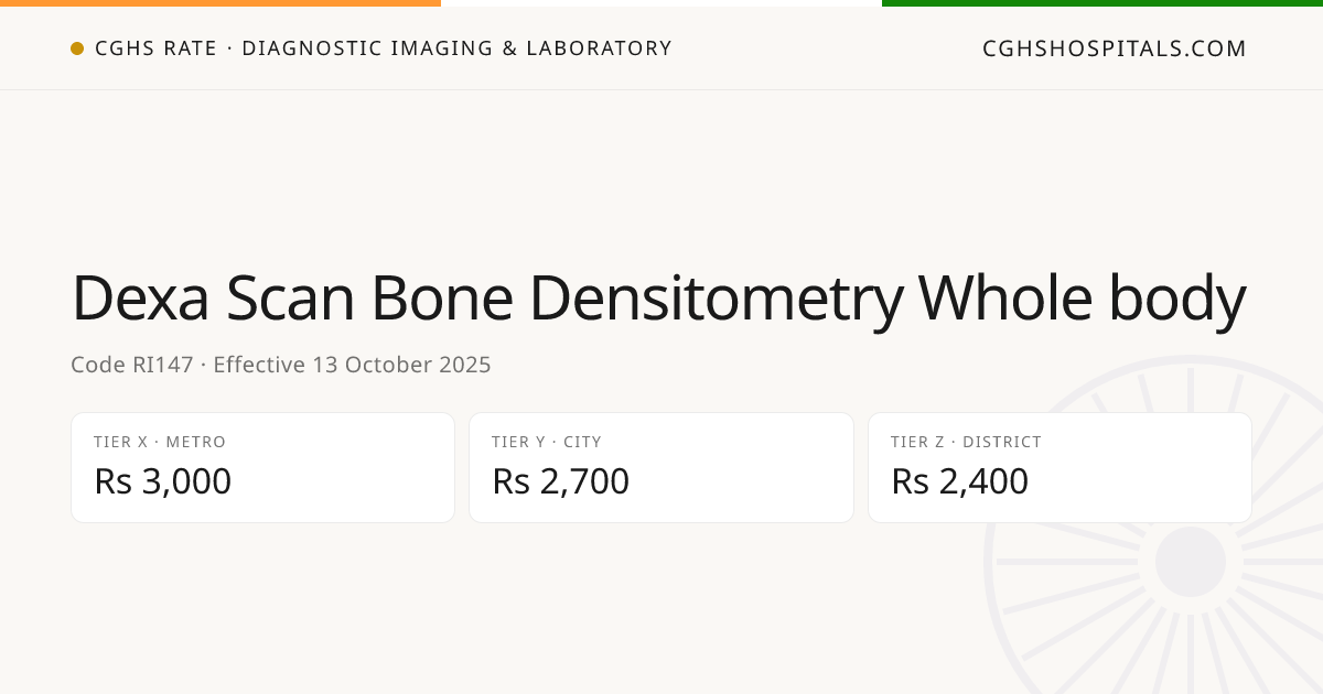 Dexa Scan Bone Densitometry Whole body · CGHS Rate