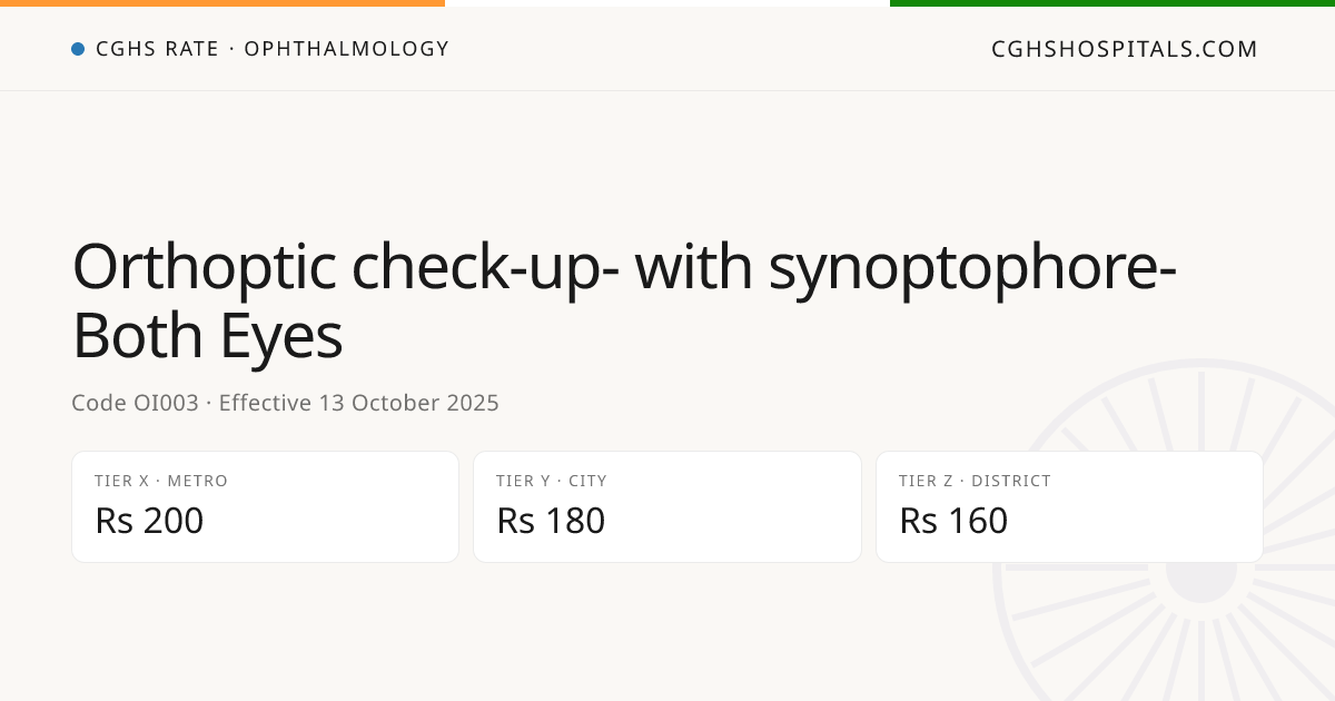 Orthoptic check-up- with synoptophore- Both Eyes · CGHS Rate