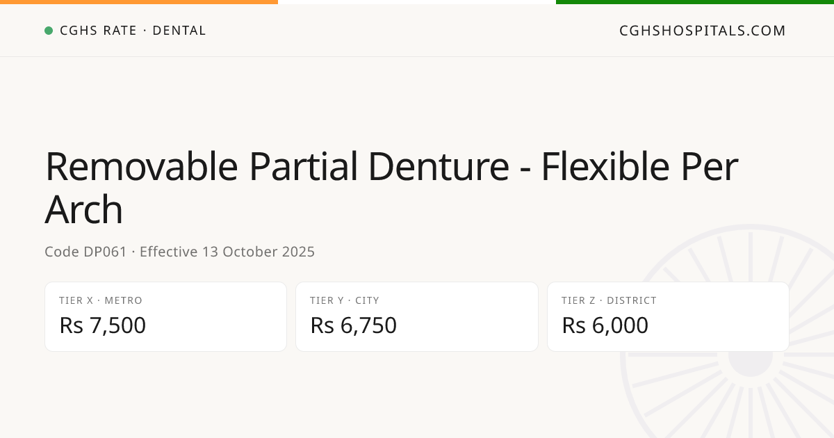 Removable Partial Denture - Flexible Per Arch · CGHS Rate