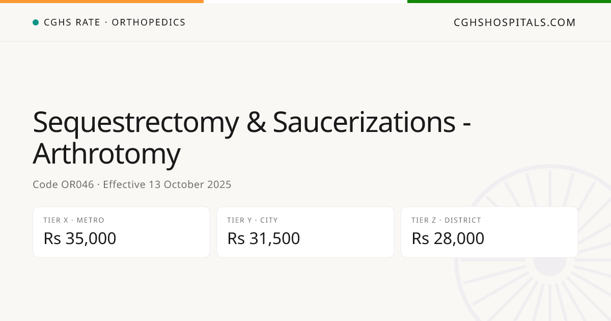 Sequestrectomy & Saucerizations -Arthrotomy · CGHS Rate