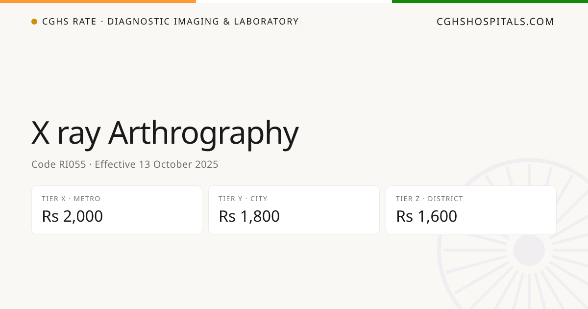 X ray Arthrography · CGHS Rate