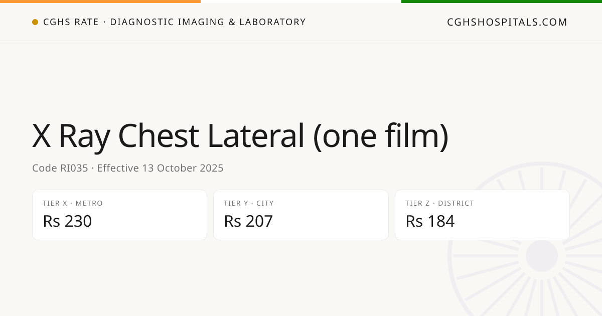 X Ray Chest Lateral (one film) · CGHS Rate